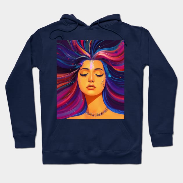 A beautiful girl with a magnificent hairstyle. Hoodie by RulizGi